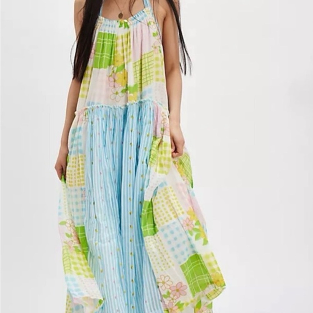 NWT - Free People Patched and Pretty Dress - Halter Dress